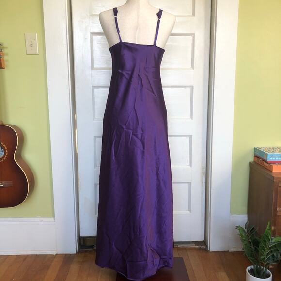 VTG Victoria Secret Long Nightgown Slip Dress Purple Satin S Lingerie Gold Label - Picture 4 of 9